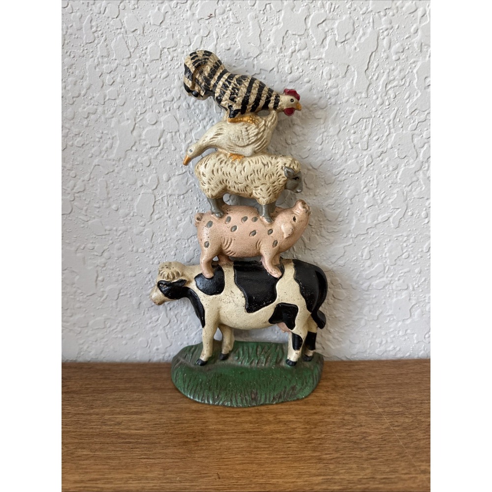 Midwest Cannon Falls Cast Iron Stacked Farm Animals Door Stop Farmhouse Rustic